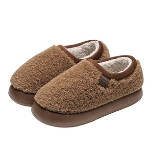 毛绒绒棉拖鞋女厚底包跟2025新款秋冬季居家室内防滑保暖加厚棉鞋