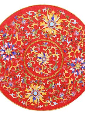 诗翼陶瓷装饰摆件中式珐琅彩磁盘