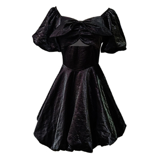 杨超越同款法式复古小黑裙千金风可爱短裙小个子连衣裙女秋冬季