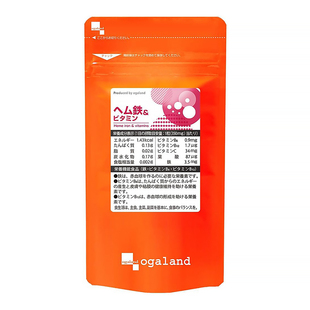 日本直邮代购 ogaland血红素铁90粒VC叶酸B6B12铁分铁元素补铁片