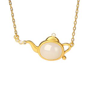 宫里上新把把壶项链女纯银和田玉吊坠打麻将女生生日礼物送妈妈