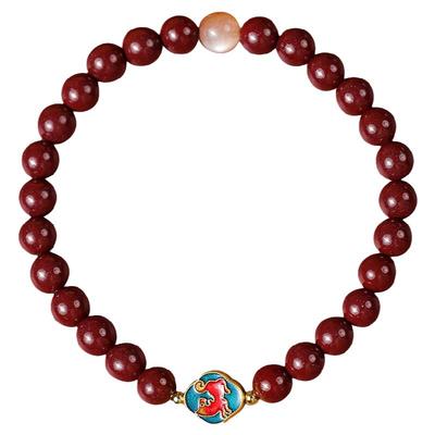 大辰珠宝高含量朱砂s925纯银十二生肖本命年紫金砂手串太阳石手链