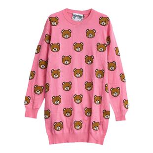 moschino/莫斯奇诺 女士小熊提花针织连衣裙银泰百货 301596