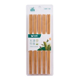 双枪竹筷子家用天然无漆无蜡木质木筷木头耐高温快子家庭2021新款
