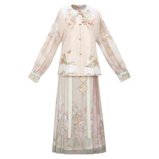 花朝记｜春意蔓延｜中长马面裙汉服元素贴布绣比甲国风娃娃领衬衫