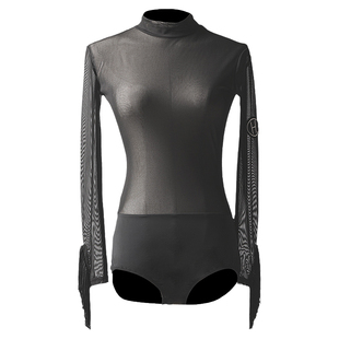 HCdance拉丁舞服女成人新款透视网纱长袖上衣练功服DS001