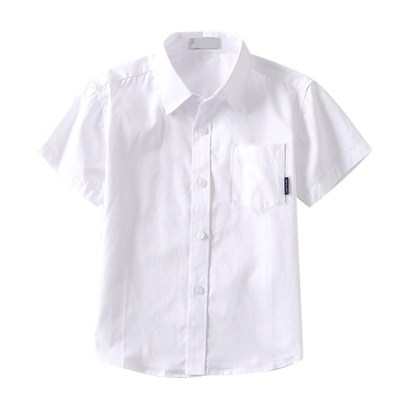 小学生夏季纯棉短袖白衬衫校服