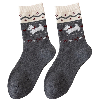 费尔岛袜子女秋冬加厚保暖中筒袜