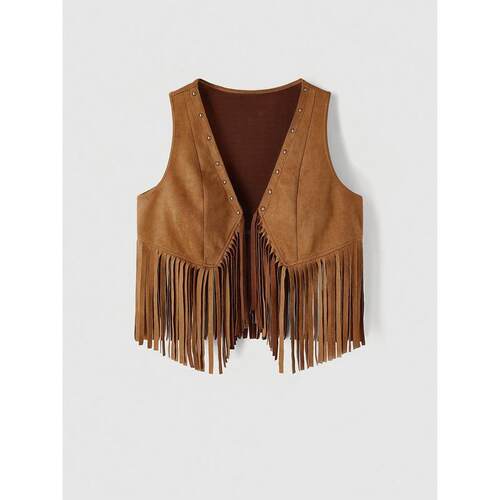 X 43842 Fringed Vest with Buttons 流苏马甲 欧美跨境亚马逊外
