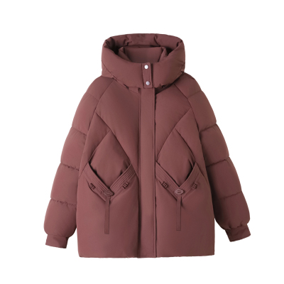 大码女装妈妈冬装连帽羽绒棉服