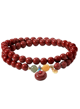 潮时点朱砂平安扣手串助眠手链女