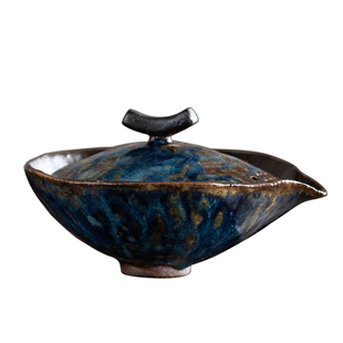 手绘老岩泥盖碗中式粗陶手抓泡茶壶创意柴烧功夫茶具复古茶碗