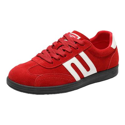 百丽跑道赛车鞋女复古薄底红色德训鞋增高运动休闲鞋子E2K1DCM5