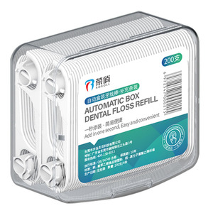 荣俏自动盒装牙线棒专用补充条装超细牙签线剔牙线牙签 200支X4盒