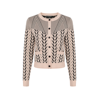 MARYLING黑杏色圆领针织开衫