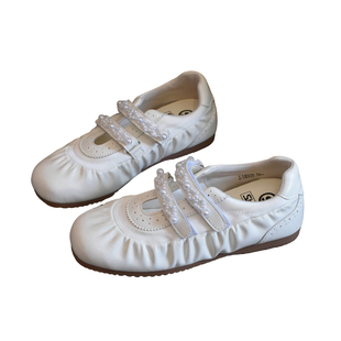 首谷女鞋法式珍珠魔术贴镂空德训鞋女款2026夏季新款首谷玛丽珍鞋