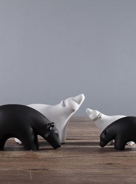 新品 软装家居装饰品小动物摆设北欧简约北极熊客厅电视柜摆件