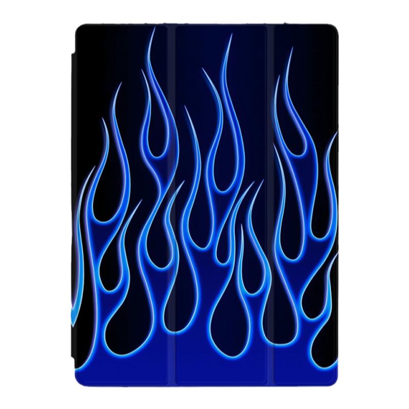 蓝色嘻哈火焰潮流简约复古摇滚赛博朋克适用于苹果2022款iPadPro12.9/11三折保护壳air5/mini6防摔ipad10笔槽