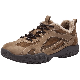 热风男鞋2025年冬季新款男士加绒运动休闲鞋棕色保暖百搭户外鞋子