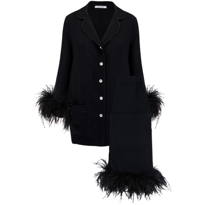 时尚套装羽毛秋冬可外穿睡衣ins