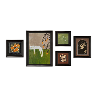 中古风挂画客厅沙发背景墙装饰画法式复古餐厅壁画轻奢高级感