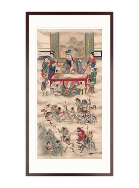 手绘工笔国画十殿阎王七殿泰山王