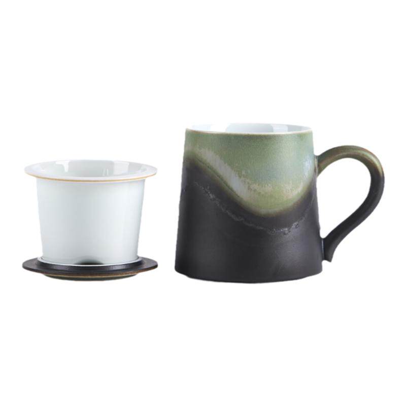 大容量陶瓷茶水分离高档泡茶杯