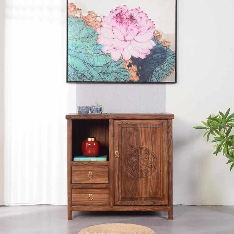 北榆木新中式茶水柜茶桌边柜茶水台餐边柜储物柜二人茶台烧水一体