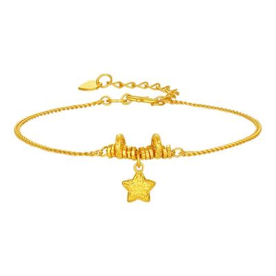 潮宏基好事发生陨石星星足金手链5G黄金爆闪碎金新年礼物女 计价