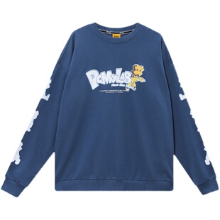 PCMY剪影叉叉人卫衣男女情侣休闲宽松卡通发泡印花串标圆领长袖秋