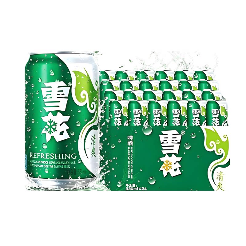 雪花清爽啤酒罐装330ml淡爽12听/24罐整箱节日送礼拉格黄啤