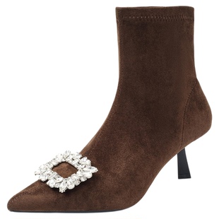 棕色短靴中筒靴子女款2025新款爆款靴子秋配裙子小个子美拉德靴子