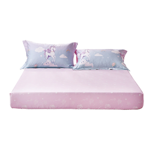 富安娜儿童纯棉床笠婴幼儿A类长绒棉卡通印花床套防滑固定床罩