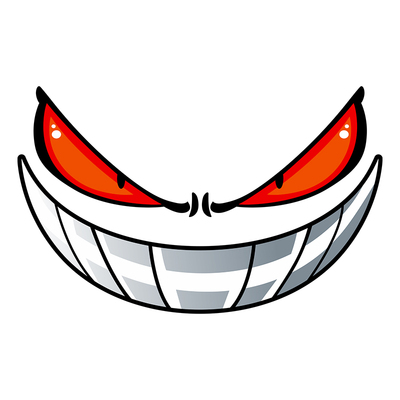 恶魔眼睛呲牙表情反光车贴