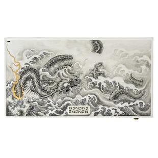 圣山景德镇高端粉彩墨龙陶瓷茶盘手绘陶瓷茶具茶盘陶瓷茶台