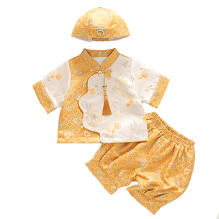 新款宝宝周岁礼服夏季男宝一周岁抓周服百天生日喜庆唐装中式套装