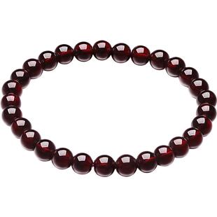 六桂福珠宝纯天然水晶石榴石酒红手串散珠手链生日礼物