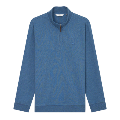 亨利格兰2026春新品 男休闲通勤半拉链立领长袖t恤百搭舒适打底衫