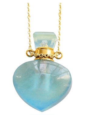 冰种海蓝宝爱心瓶子蓝色水晶项链