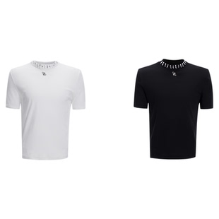 ArguE CulturE小众莫代尔水钻珍珠领拼接设计短袖简约高级T恤夏季