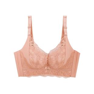 100%感觉女士内衣蕾丝无钢圈C杯轻薄聚拢调整收副乳文胸1637