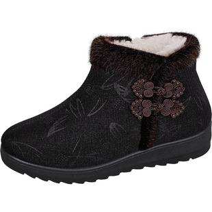 老人棉鞋女冬加绒保暖羊毛老北京布鞋中老年奶奶雪地靴防滑妈妈鞋