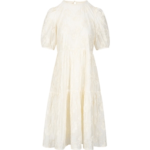 衣香丽影白色蕾丝连衣裙女2025年春装新款天丝绣花度假风小洋裙子