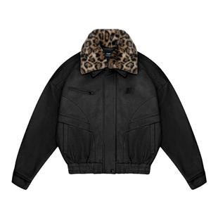 FDR官方店 巴恩风可拆卸豹纹翻领夹克外套男女秋季美式情侣装上衣