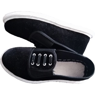 毛边鞋底千层布底鞋 黑色男式布鞋纳底鞋浅口鞋平底工作鞋爸爸鞋