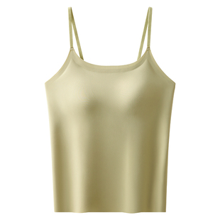 无痕美背吊带背心女内搭带胸垫夏季薄款打底一体式内衣免穿文胸罩