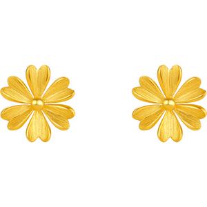 周六福5G黄金雏菊耳钉女2代无极金系列计价足金耳饰新年礼物