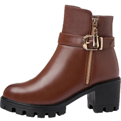 冬季加绒女式真皮羊毛棉靴妈妈鞋