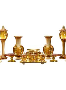 黄水晶佛前供具套装家用供奉