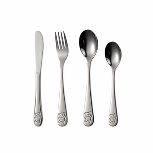 BFF儿童不锈钢西餐餐具套装小熊卡通牛排刀叉勺简约风日常送礼